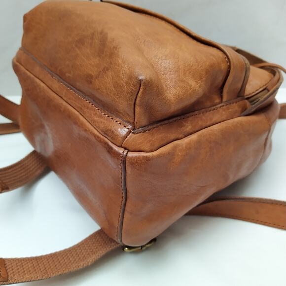 Madewell Brown Leather Zipper Pockets Top handle Backpack
